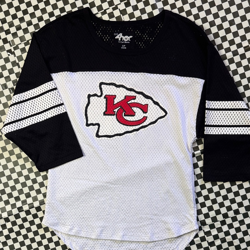 4Her Women's Black and White Kansas City Chiefs Jersey Top